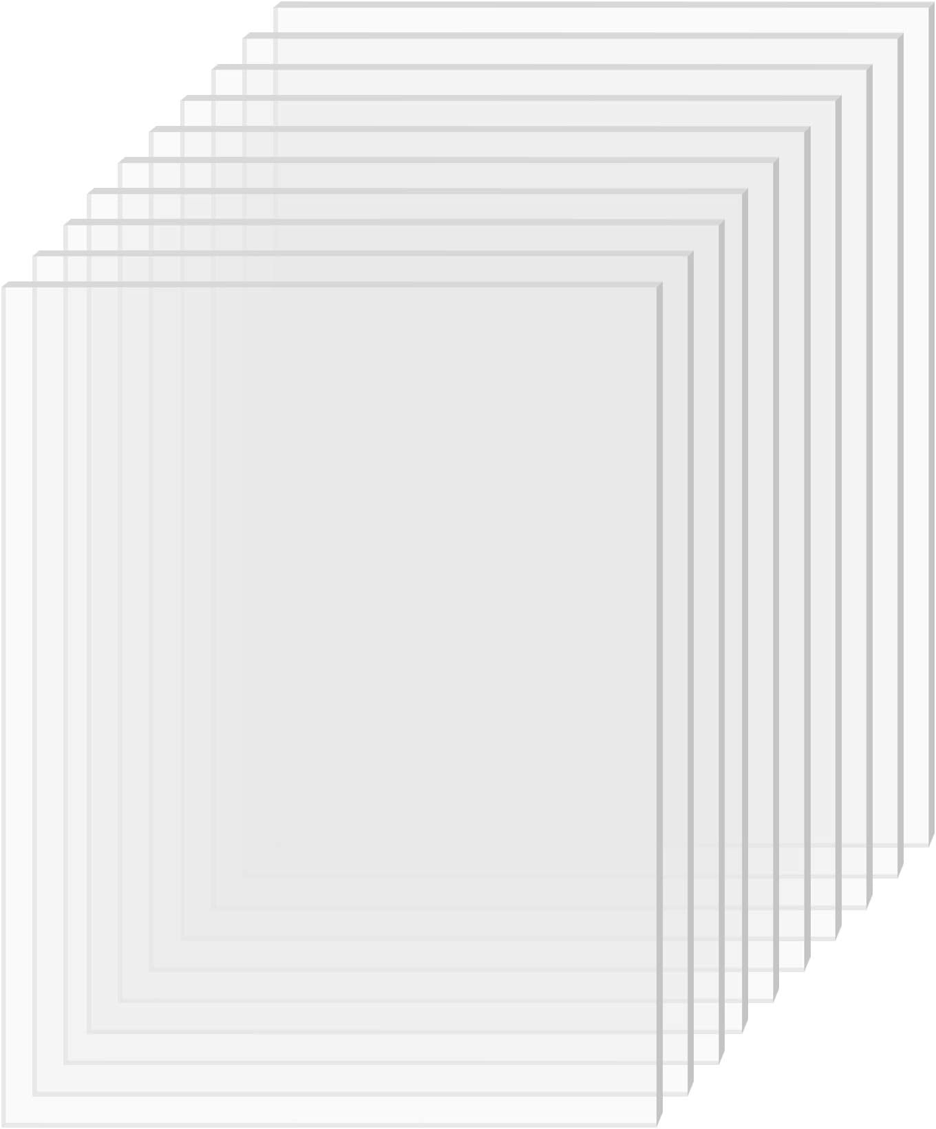 bpa PBA Acrylic Sheet Clear Cast Plexiglass 5" x 7" 0.08" Thick (2mm) Pack of 10 Transparent Plastic Plexi Glass Board with Protective Paper for Photo Frame Replacement, DIY Display Projects, Craft