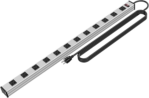 oviitech 12 Outlets Metal Power Strip,Mountable Heavy Duty Power Strip with 6FT Cord,15A 125V 1875W, ETL Listed