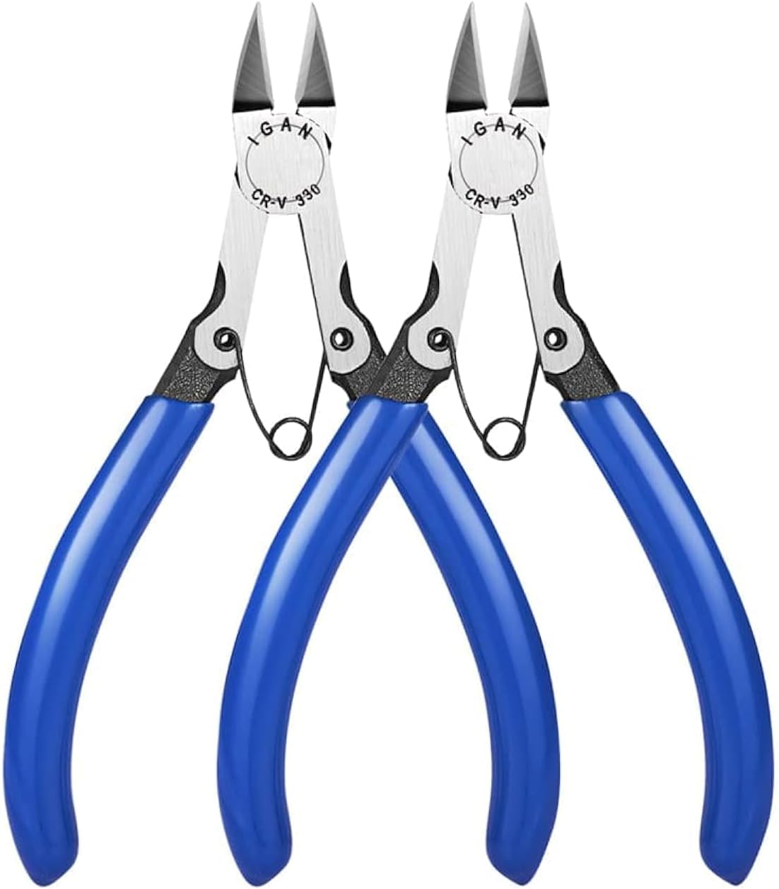 IGAN-330 Wire Flush Cutters (Pack of 2), Electronic Model Sprue Wire Clippers, Ultra Sharp and Precision CR-V Side Cutting nippers, Ideal for Clean Cut and Precision Cutting Needs