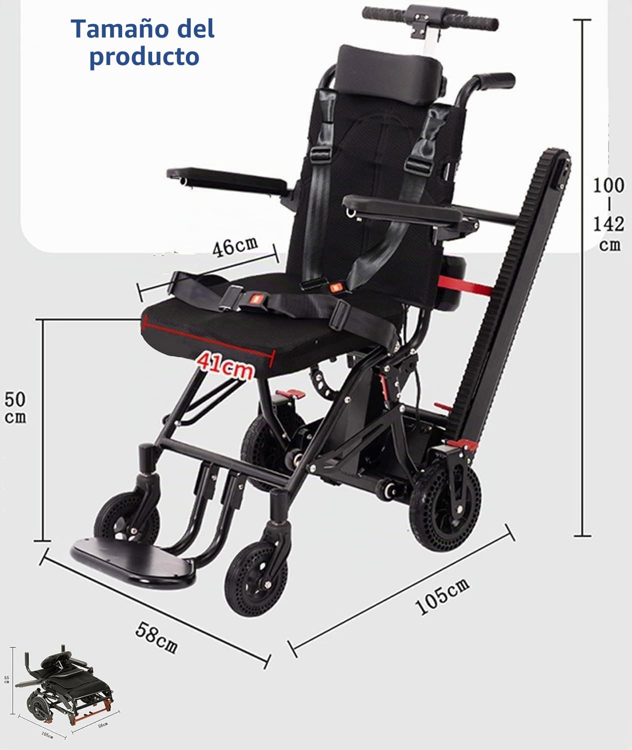 Crawler - Silla de ruedas para subir escaleras, sillas de ruedas plegables ligeras con conmutación de un clic, sillas de ruedas eléctricas plegables, máquina eléctrica para subir escaleras