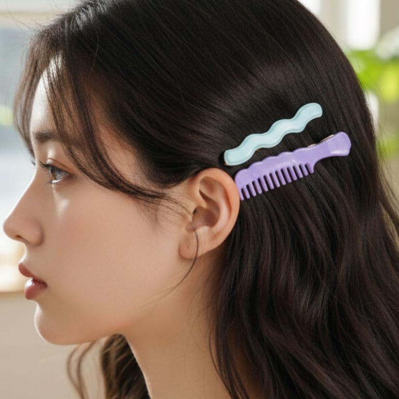 Image of Comb Shaped Hair Clips Set for Women and Womens, Stylish Decorative Comb Style Hair Pins for Daily Wear, Office, College and Party Styling, Pack of 24 Pieces