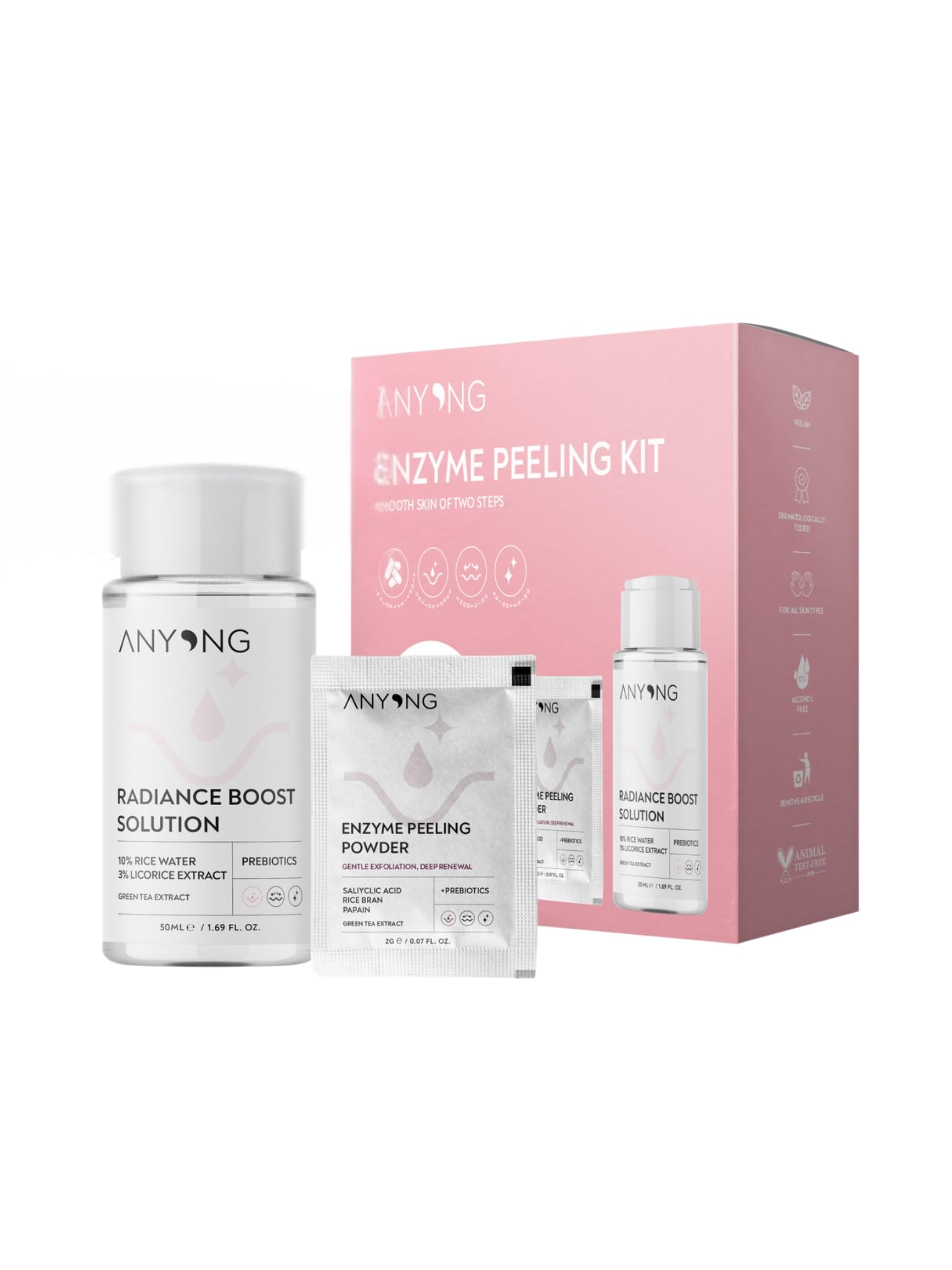 Anyong Enzim Peeling Kit (Papain Enzimi, Salisilik Asit & Pirinç Suyu)