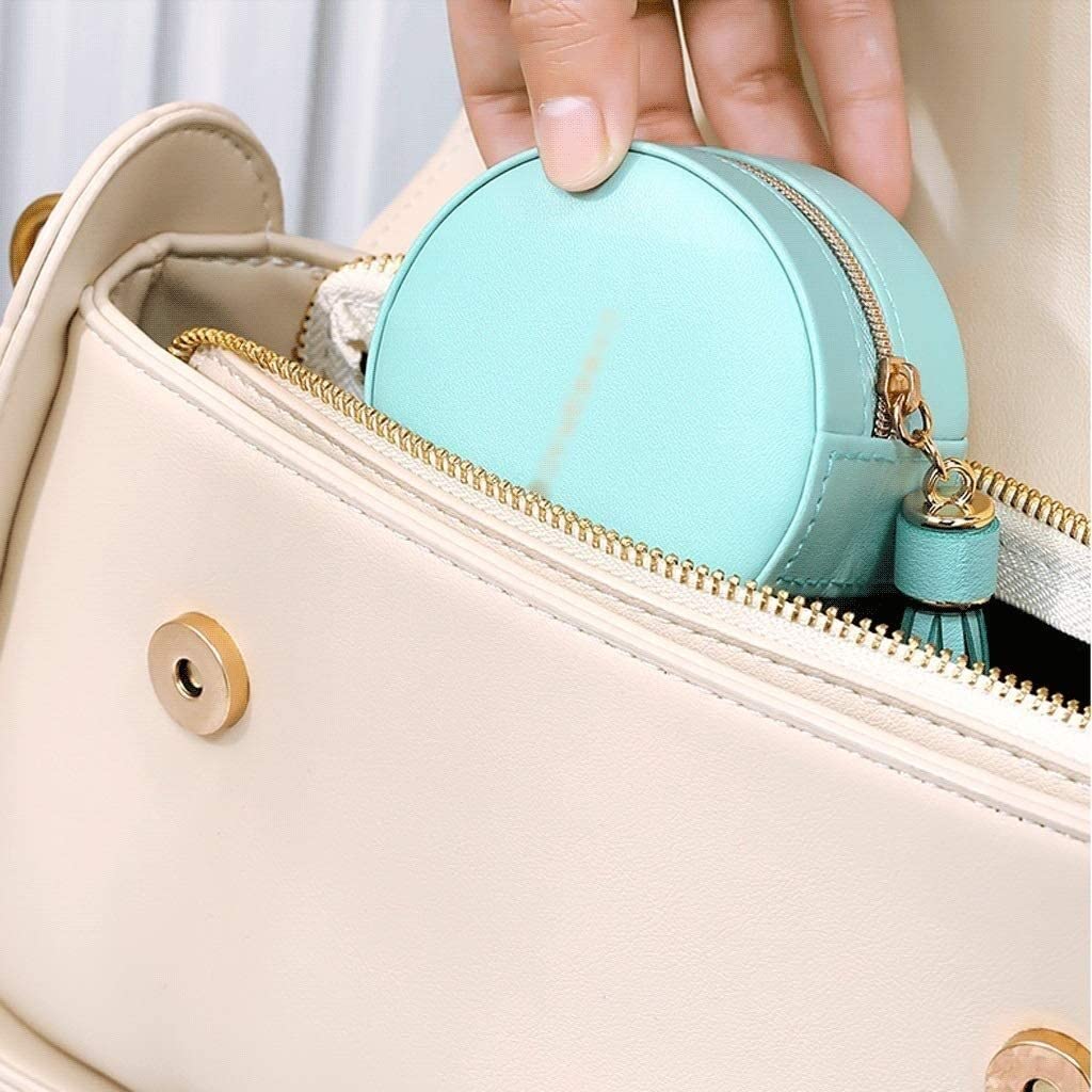 Schmuck-Organizer, Schmuckschatulle, klein, für Reisen, tragbar, Schmuck-Aufbewahrungskoffer mit Quasten-Anhänger, runder Leder-Schmuck-Organizer für Mädchen, Geschenk. Schmucketui zur Aufbewahrung
