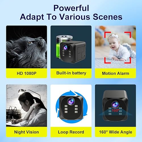 Miniatura 2 de Mini cámara 4K HD WiFi inalámbrica cámara de seguridad con detección de movimiento, control de aplicación de visión nocturna, soporte de