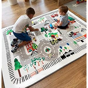nexace Kids Rug Play Mat, City Life Great for Playing with Cars for Bedroom Playroom,Carpet,Soft Large Size,4.9×6.4 FEET (4.9’x6.4′)