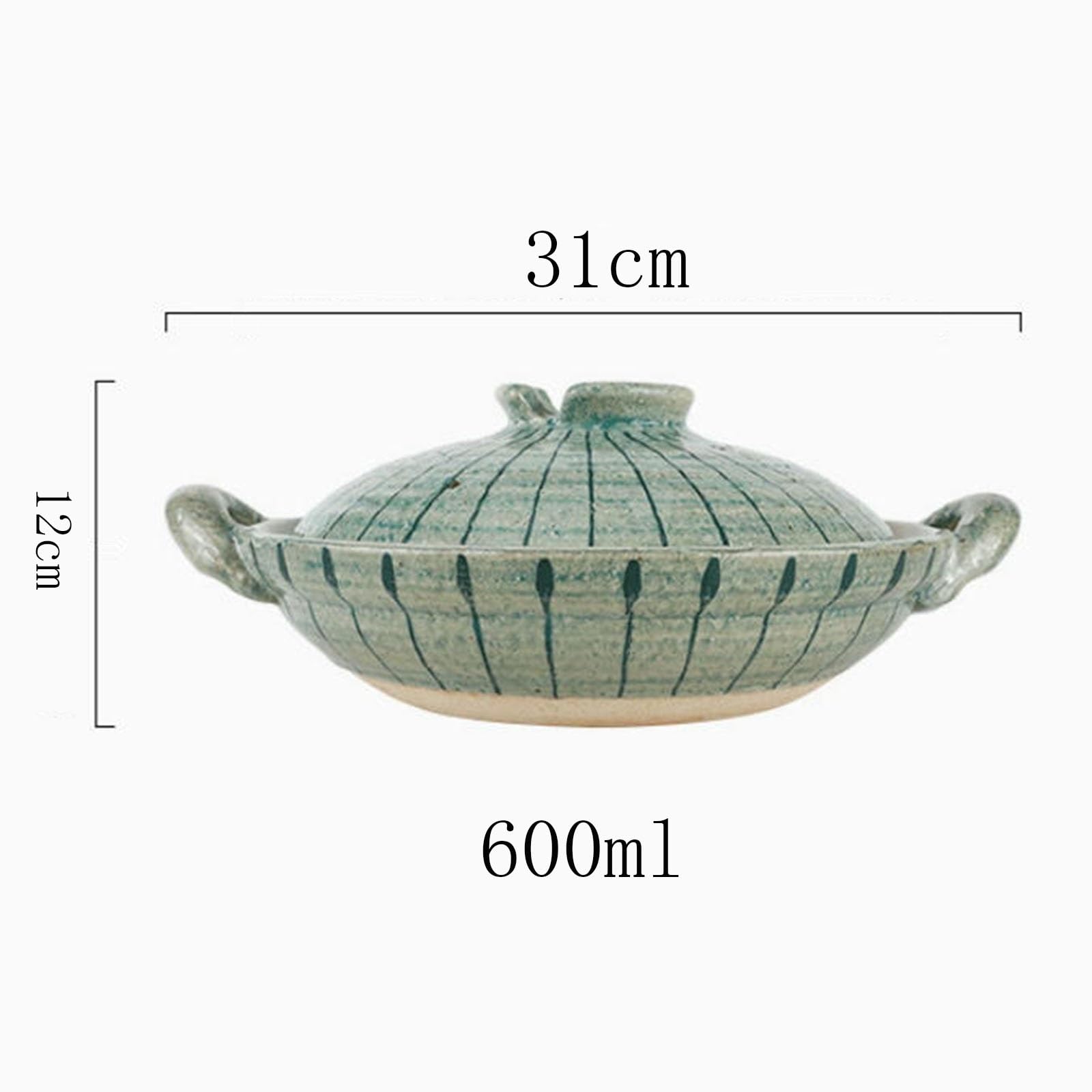 Pentola giapponese in terracotta, casseruola rotonda in ceramica isolata,