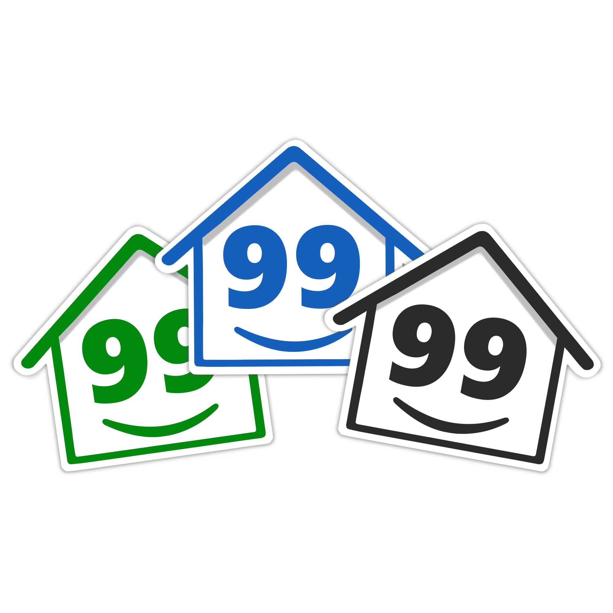 3 x Bin Numbers for Wheelie Bins, 1-99, 15cm ‘Happy House’ Colour Design Dustbin Stickers, Easy Application Stick On Number Stickers - Weatherproof Self Adhesive Vinyl – Blue, Black and Green (14) — view 32