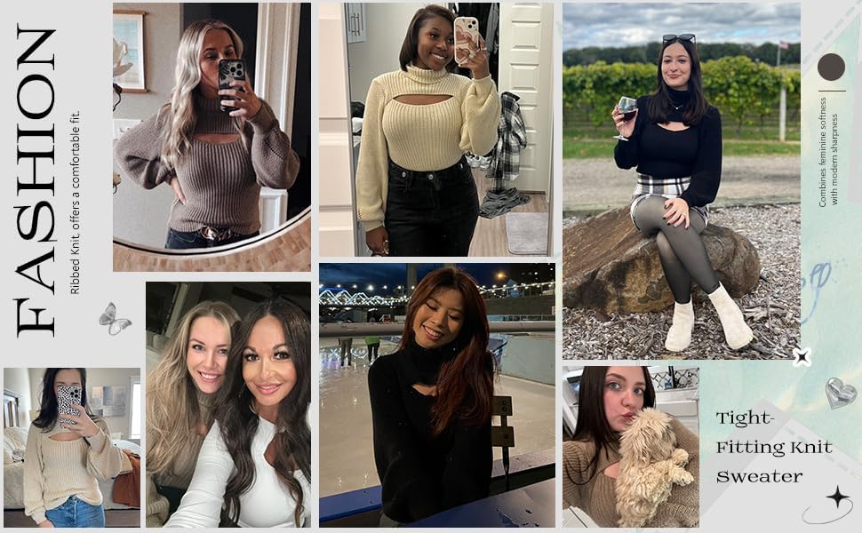 SISKIN Ribbed Long Sleeve Tops for Women Fitted Fall Pullover Sweaters Cut Out Turtle Neck Sweater Sexy Fall Outfits - Image 6