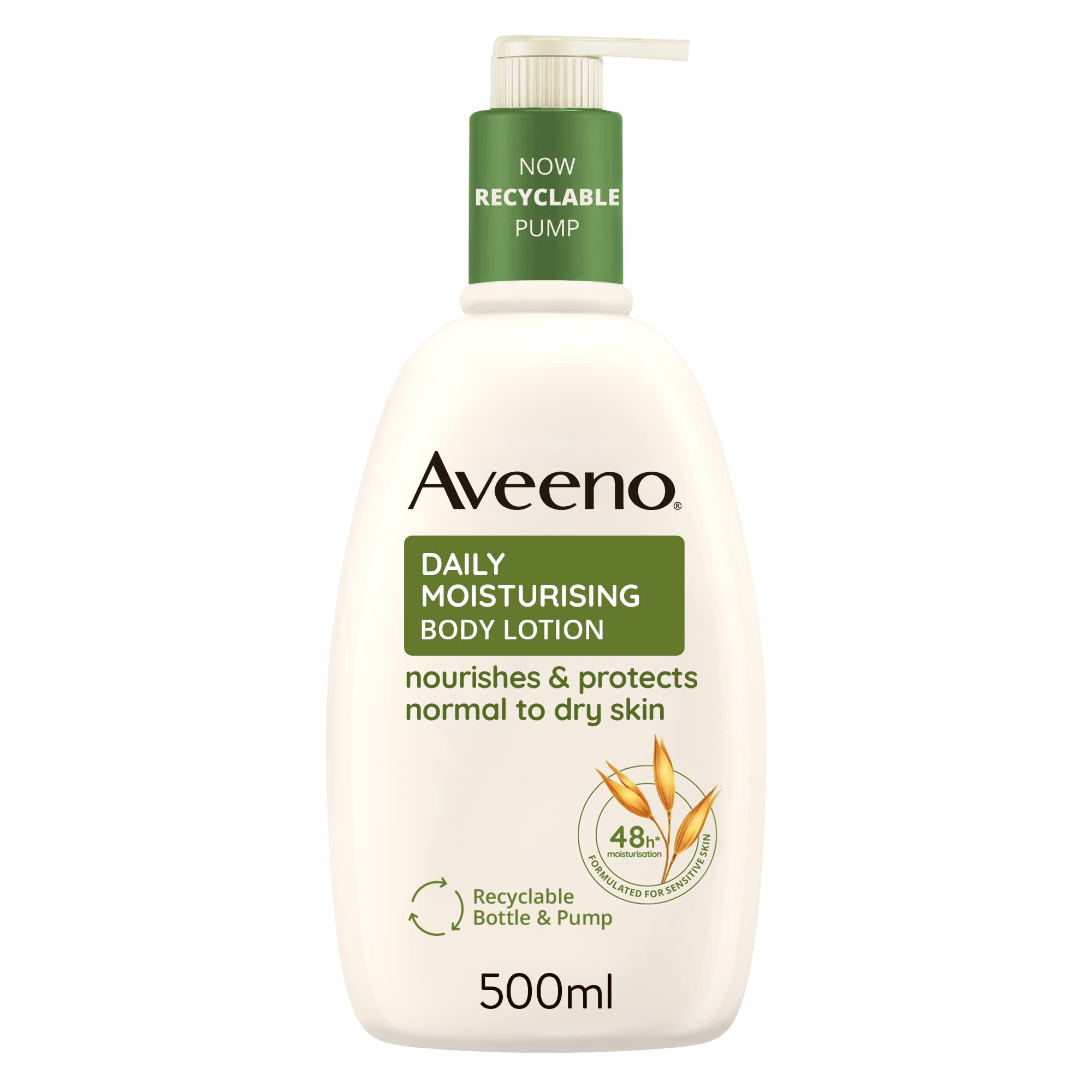 Aveeno Daily Moisturising Body Lotion, With Soothing Oats & Rich Emollients, Suitable For Sensitive Skin, Nourishes and Protects Skin, Fragrance Free, 500mlAveeno Daily Moisturising Body Lotion, With Soothin…