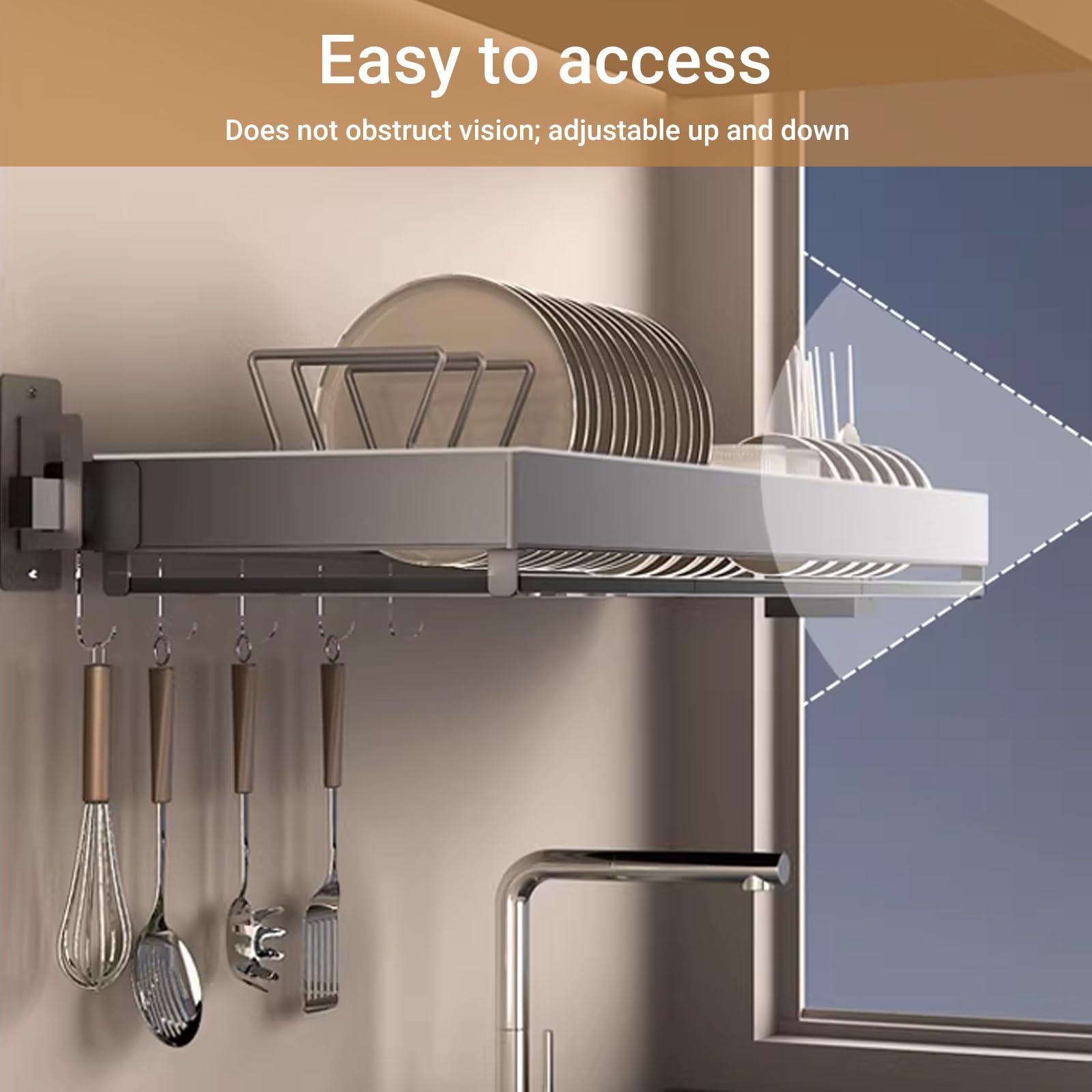 Escurridor de platos para colgar sobre el fregadero, estante colgante de acero inoxidable para platos, vasos y cubiertos, almacenamiento multifuncional que ahorra espacio, diseño de 60 cm