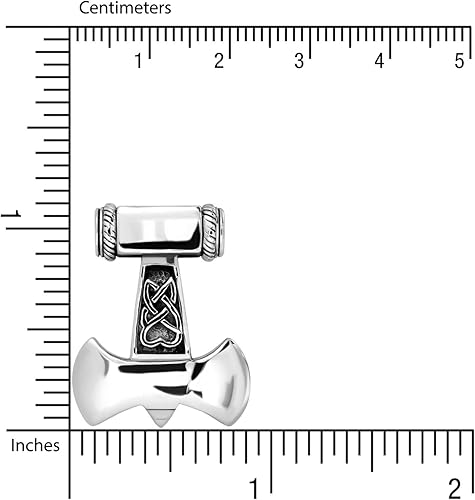 Miniatura 3 de WithLoveSilver - Colgante de plata de ley 925 con hacha vikinga, amuleto guerrero nórdico, martillo de Thor Mjolnir, Plata esterlina