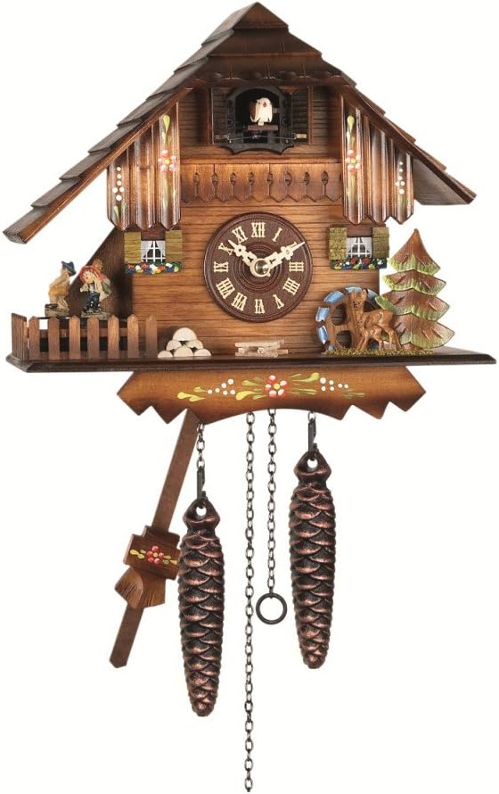 Engstler Quartz Cuckoo Clock Black Forest House with Music, Turning Dancers EN 423 QMT