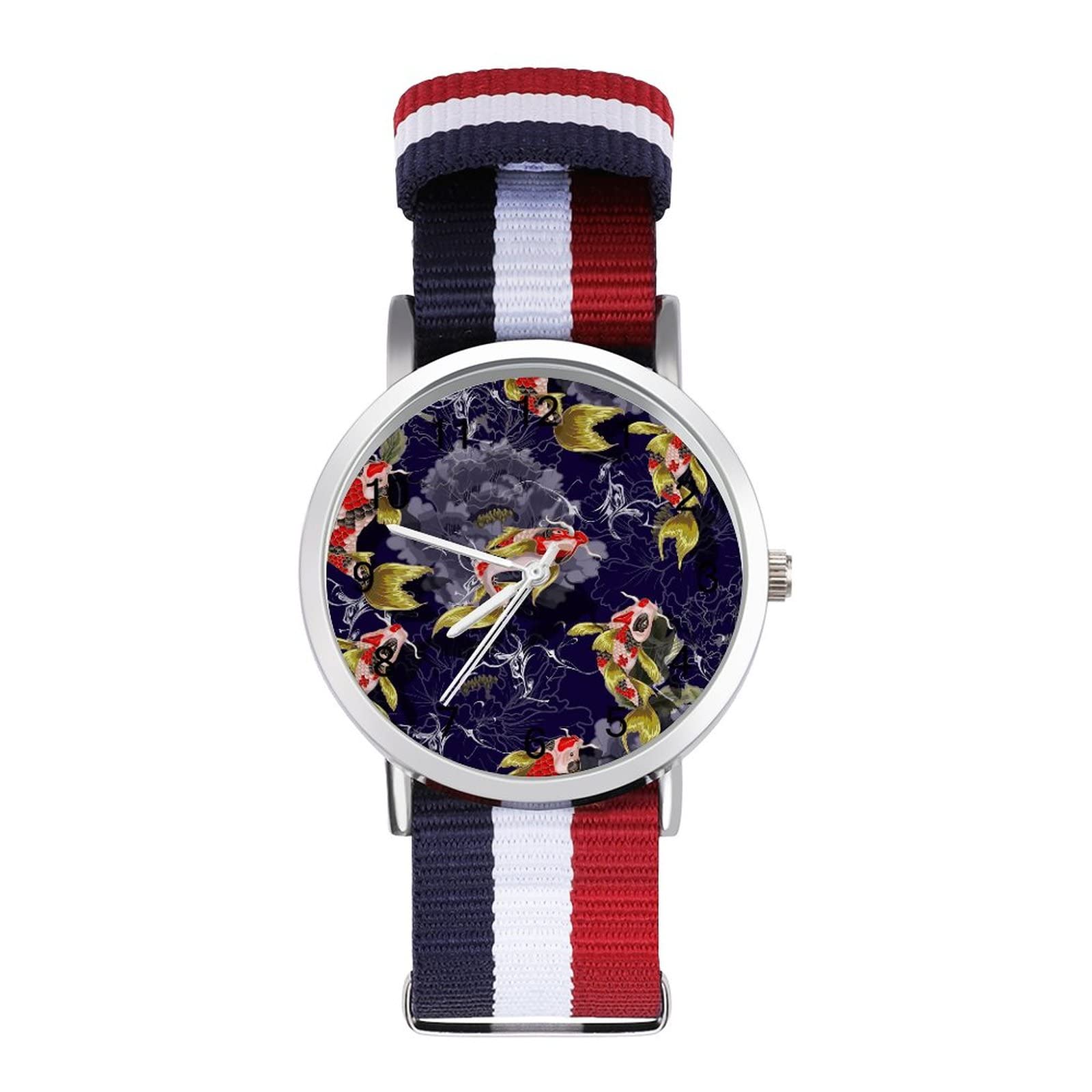 Amazon.co.jp: 腕時計 和風 魚 牡丹 うで時計 ウォッチ Watch