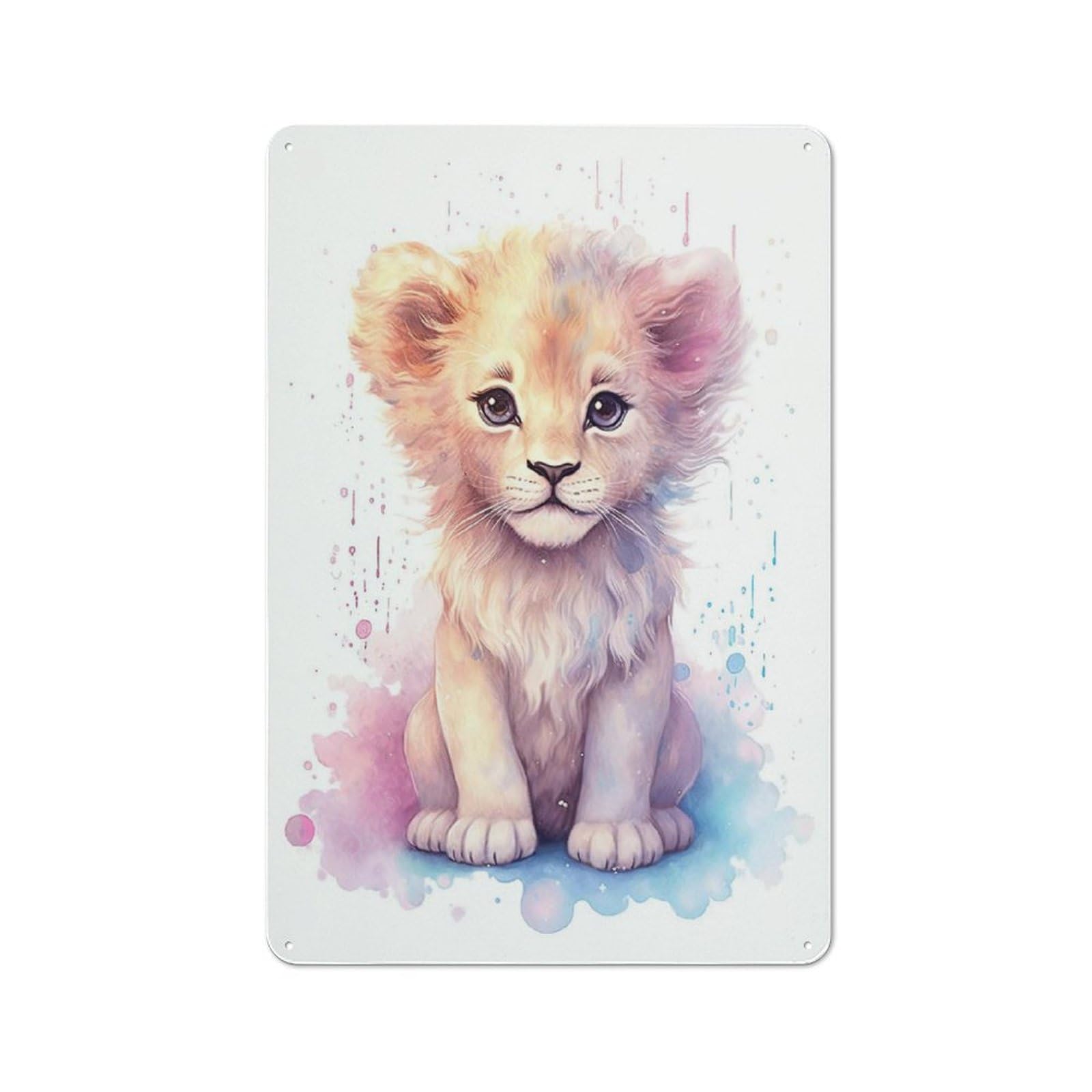 Industrial Watercolor Baby Leopard Decorative Metal Plaque 30x20cm, Studio Wall Art for Flat, Bar, Studio Or Gallery Wall