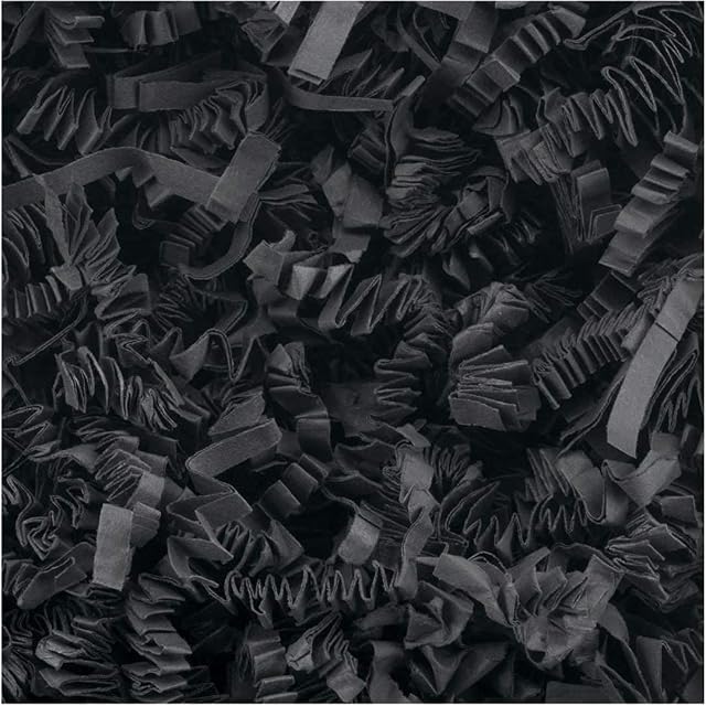 Black Luxury Crinkle Cut, Zig Zag Shredded Paper, Ideal for Gift Decoration, Hamper Filling and Gift Packaging (2kg)