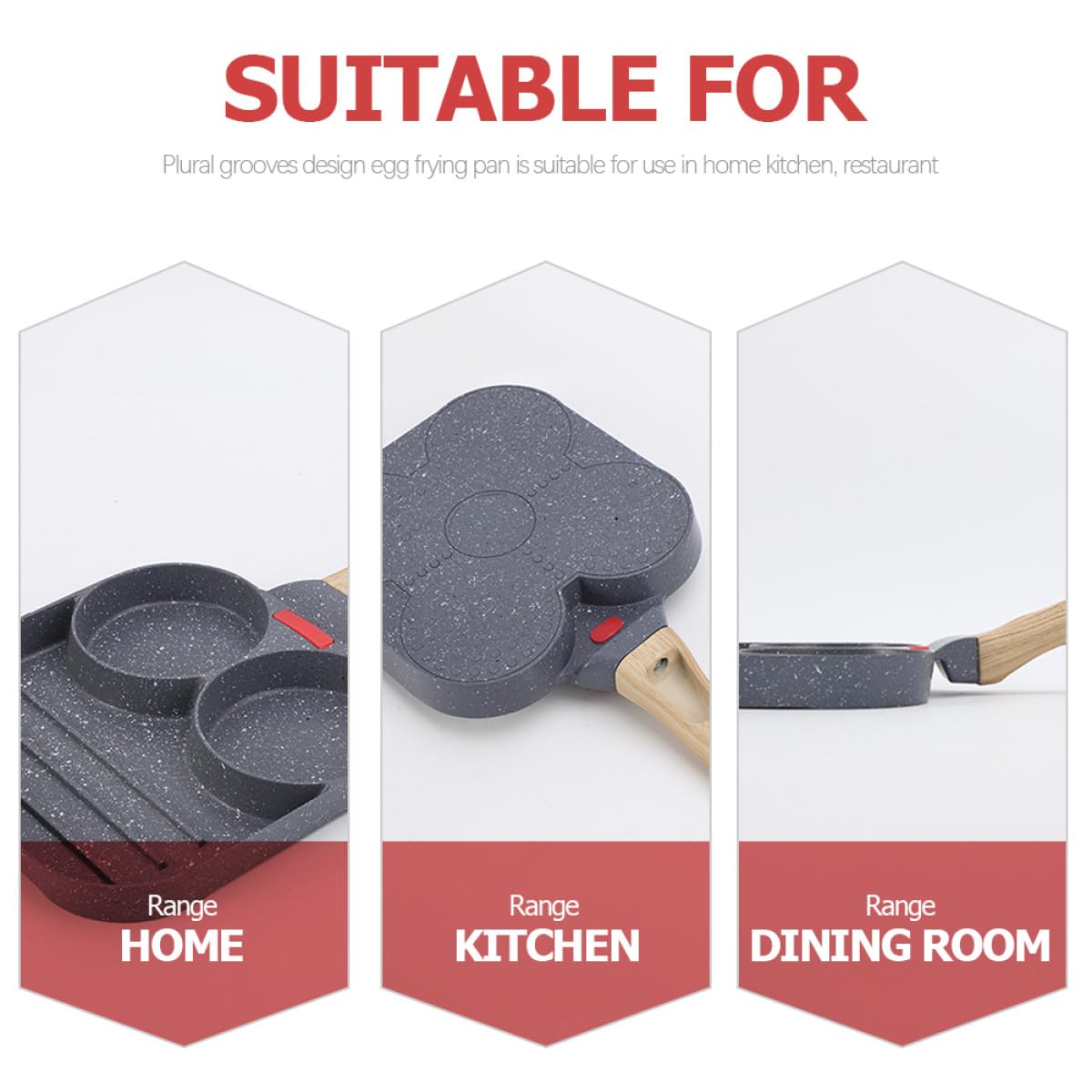 Healeved Padella Design a Sezioni e Struttura Divisibile in Minerali di Silicato per Uova Antiaderente per Colazione in Cucina Domestica e Ristorante