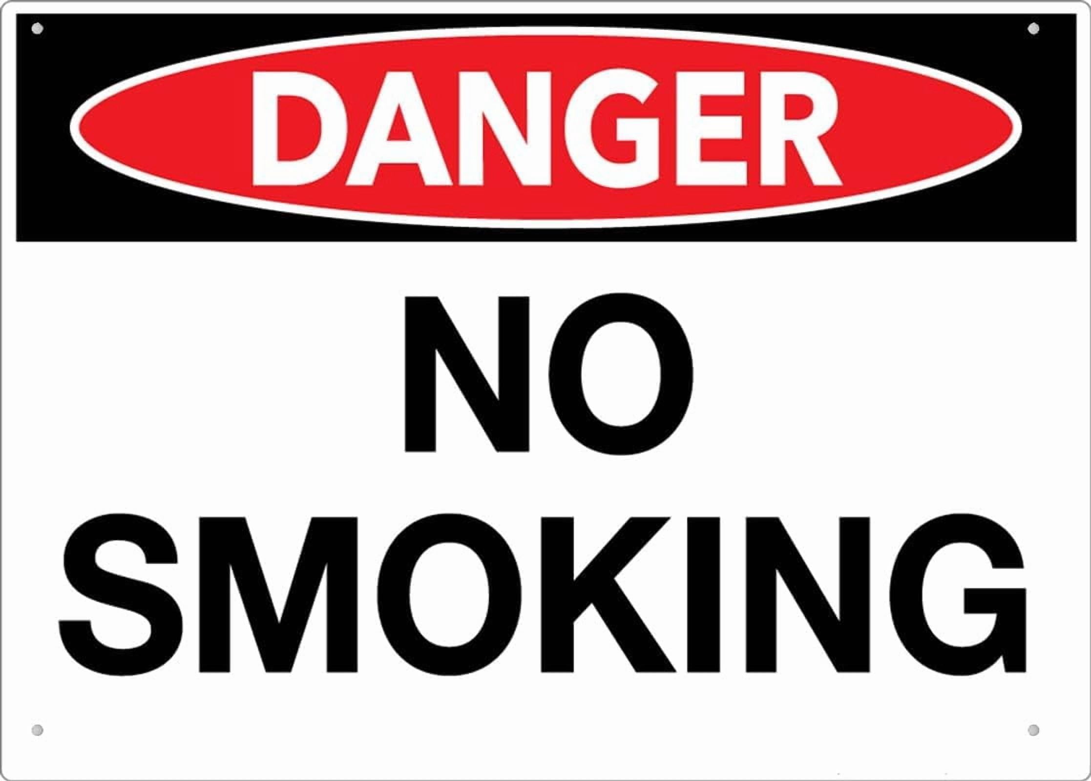 (2-Pack) Metal Tin Sign Danger No Smoking Sign 12X8 Inch, Easy To Mount Weather Resistant For Fence