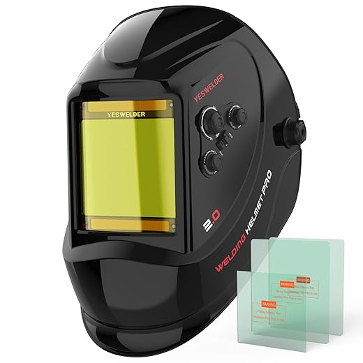 YESWELDER Large Viewing Screen 3.93"X3.66" True Color Solar Power Auto Darkening Welding Helmet, 4 Arc Sensor Wide Shade 4/5-9/9-13 for TIG MIG Arc Weld Grinding Welder Mask LYG-M800H