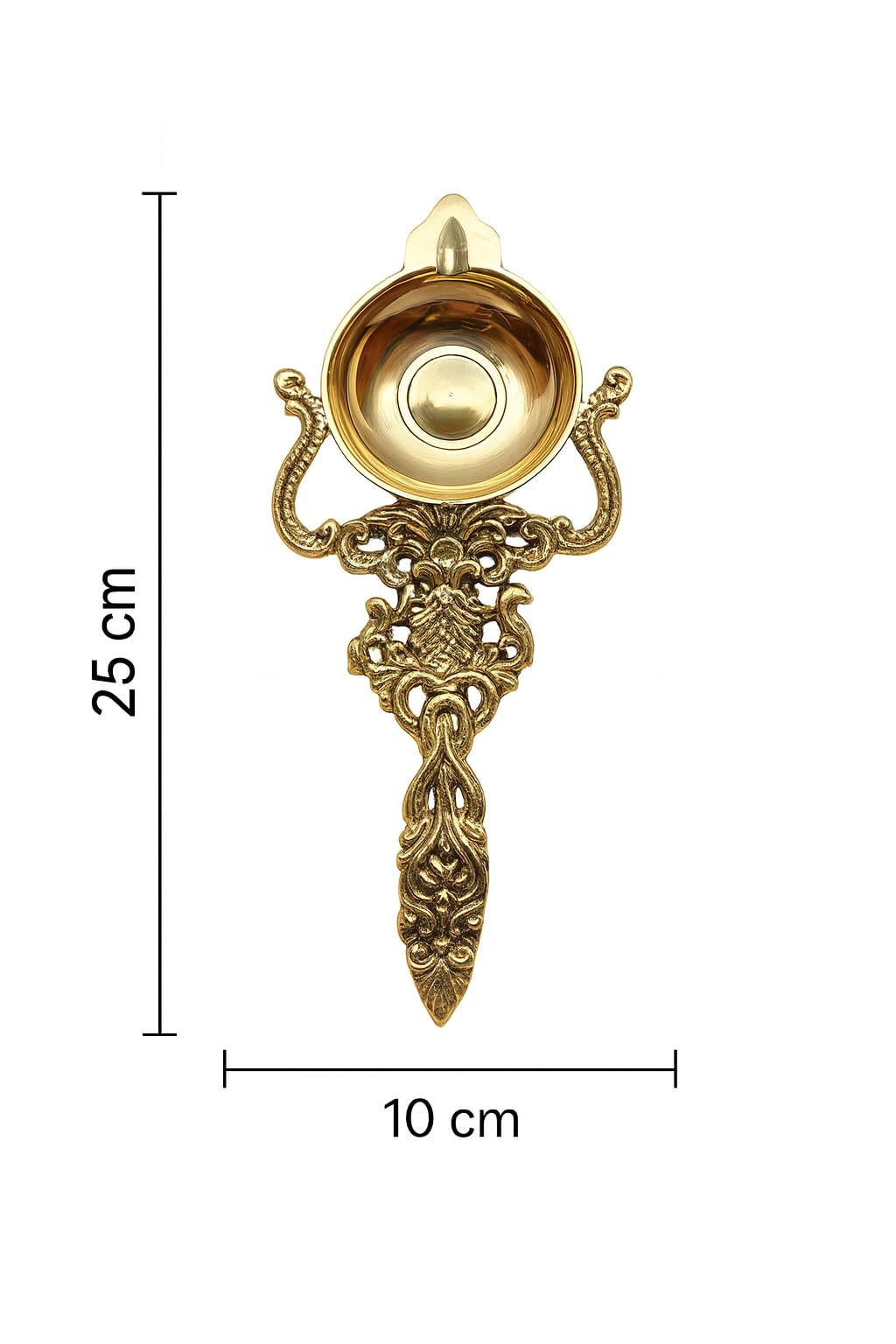 Mojo Jojo Brass Decorative Handle Diya – Traditional Pooja Oil Lamp with Ornate Floral Handle for Temple, Home Pooja & Festive Use 2