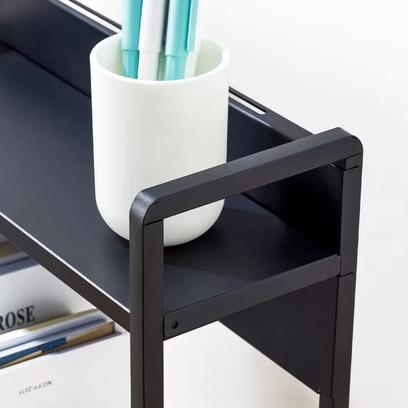 HASMI Libreria Libreria da scrivania a 2 livelli, organizer da scrivania in metallo for camera da letto, bagno, cucina, dormitorio, nero Organizzare i libri (Size : L40*D22*H41.5cm)