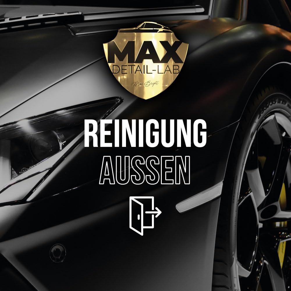 MAX DETAIL-LAB - Exterior Pack - Auto Reinigungsset Waschen Set Aussen mit Zubehör, Felgenreiniger Iron Cleaner, Autoshampoo Aktivschaumreiniger, Quickdetailer, APC Reiniger, Detailing Car Motorrad
