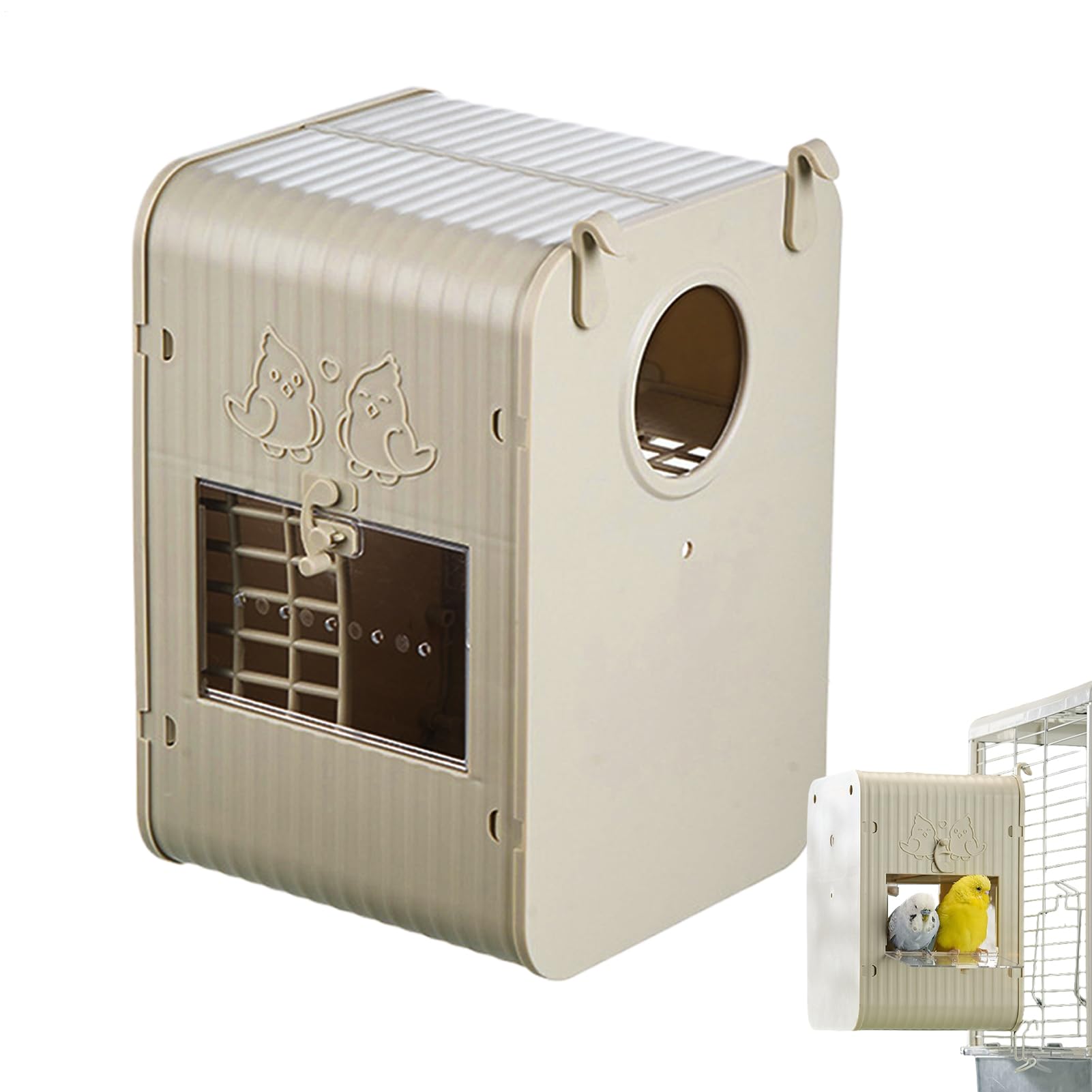 Bird Nesting Box | PVC Cockatiel Nest Box | 6.89x7.09x10.24 inches Visual Spacious Parrot Shelter Built-in Ladder for Nature Conservation Sparrow Feeding Place Garden Decoration