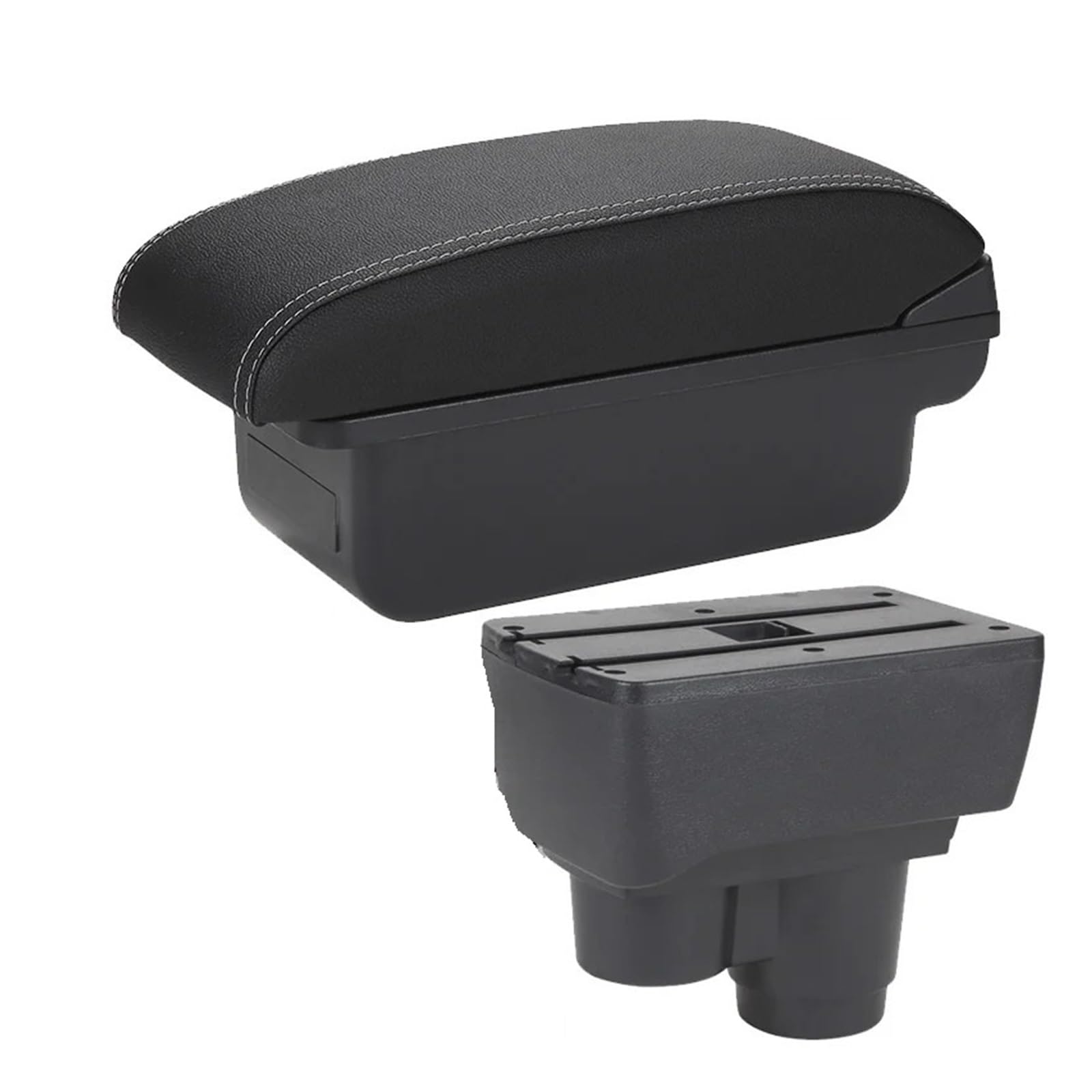 Hguvsjd Armrest Box For Dacia For Duster 2019 2020 2021 2022 2023 2024 Center Console Armrest Storage Box Decoration Accessories Car Armrests(C Black white NO USB)