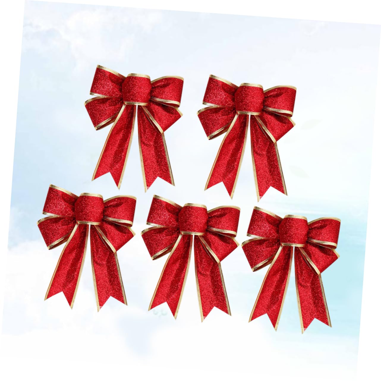 Mobestech 20piezas Lote De Lazos Rojos De Tela Brillante para Decoración Navideña Adornos para Árbol De Navidad y Fácil De Usar Ya Anudados y Listos para Pegar