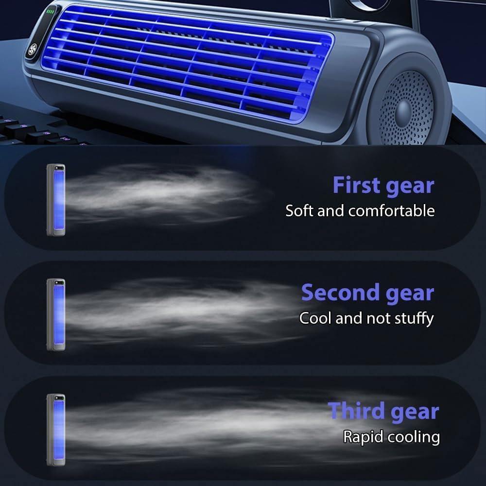 Aire Acondicionado PortáTil Cooling Ace Modelo 2026, Mini Ventilador con 3 Velocidades Y Pantalla TáCtil Led, Enfriador de Aire Recargable Por Usb Para Dormitorio, Cocina(Dark Gray)