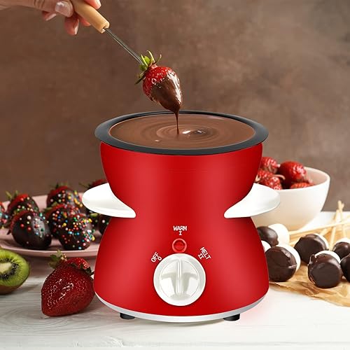 Miniatura 3 de OFFKITSLY Juego de ollas de fondue mini juego de ollas eléctricas para derretir queso de chocolate máquina de fondue de chocolate con tenedores de