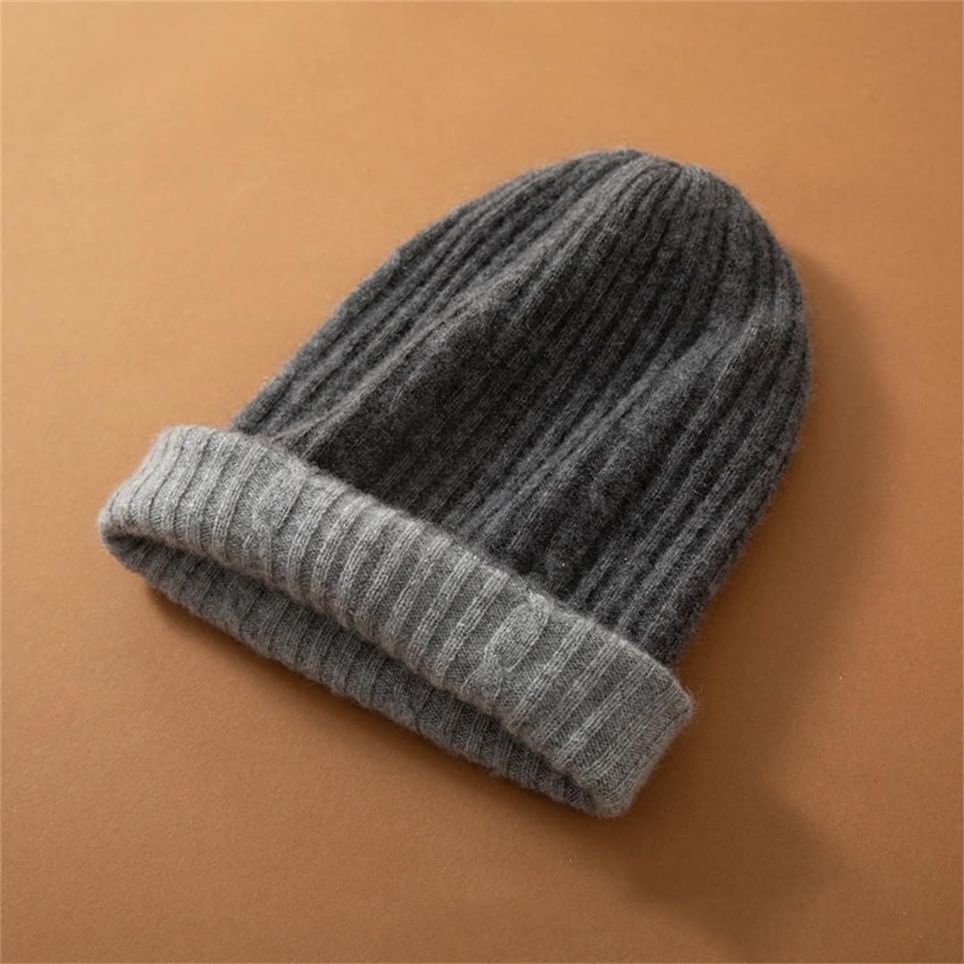 Damskie zimowe czapki z dzianiny kaszmirowej Czapki Gruba ciepła czapka typu beanie Jednokolorowe czapki typu hedging (ciemnoszary9 Jeden rozmiar)