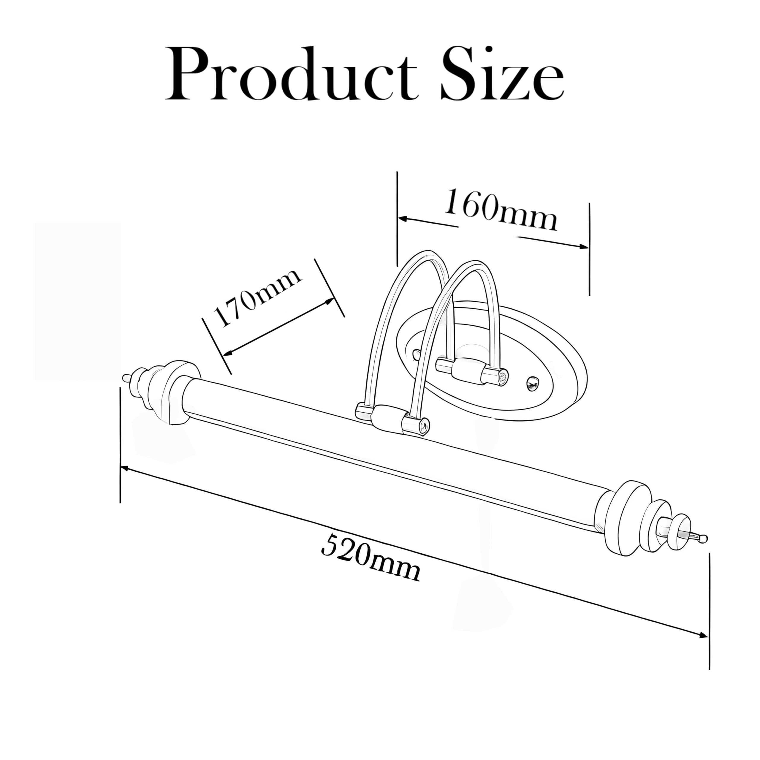 ACMHNC Vintage Lampe de Miroir Salle de Bain, Lampe de Salle de Bain Rétro IP44 Miroir Applique Murale Rotative 4000K Lampe Pour Miroir Coiffeuse Lampe de Maquillage,45cm/7w