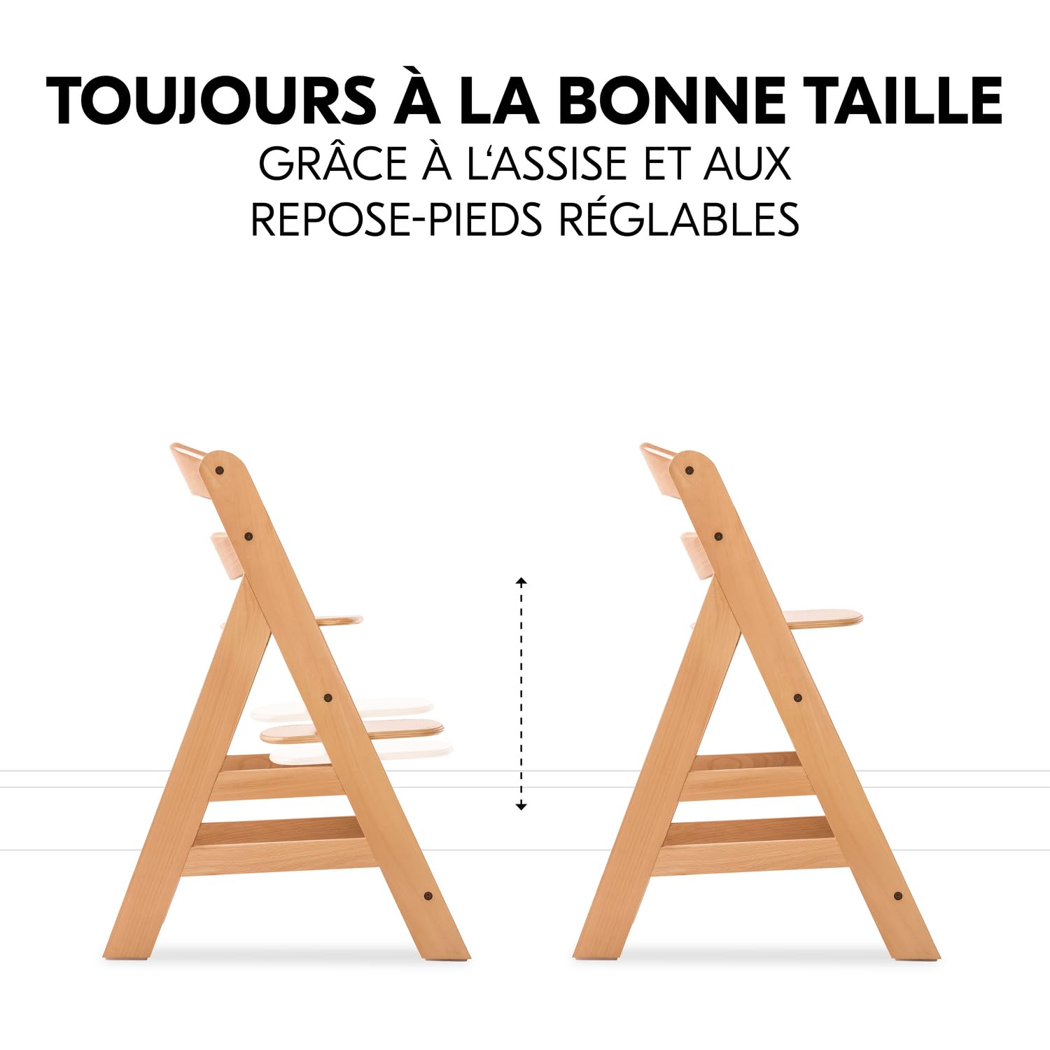 hauck Chaise Haute Bébé Evolutive en Bois Alpha Newborn Set Pre – dès la Naissance, Jusqu’à 90 Kg, Harnais 5 Points, Arceau de Sécurité et Réducteur Nouveau-Né, Naturel Gris