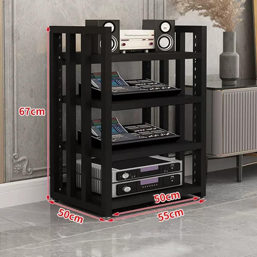 Stojak Na Sprzęt Audiowizualny Av, 4-Poziomowy, Narożny, Szafka Na Sprzęt Audio/Wideo, Stojak Stereo, Wieża Audio, Regulowane Półki Do Przechowywania Sprzętu Audio, 26 Cali, Czarny