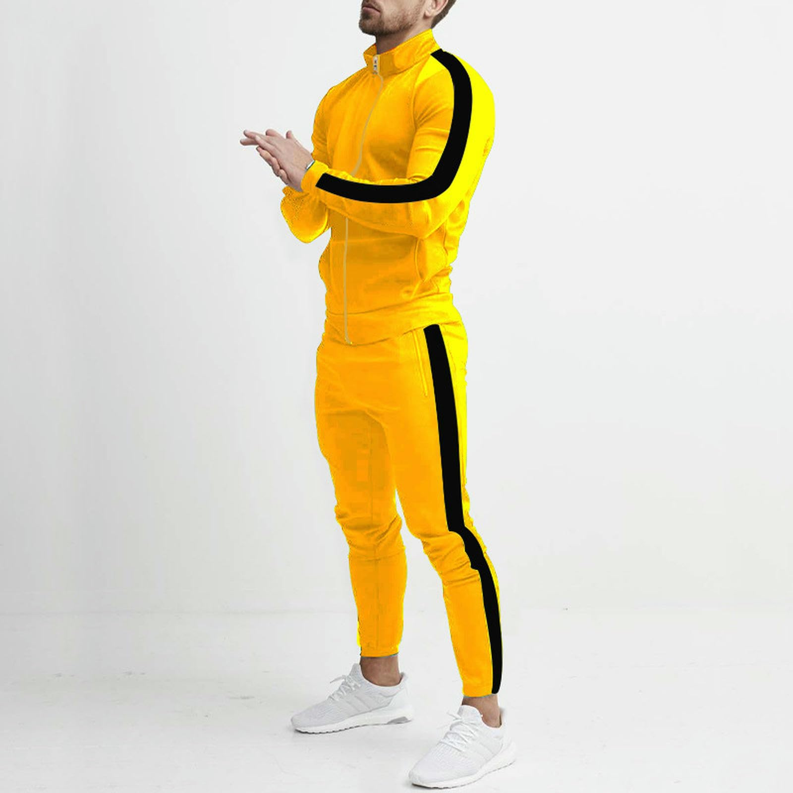 Tute da Uomo A Zip per Uomini, Abbigliamento Sportivo Casual, Giacche E Pantaloni-h-XXL