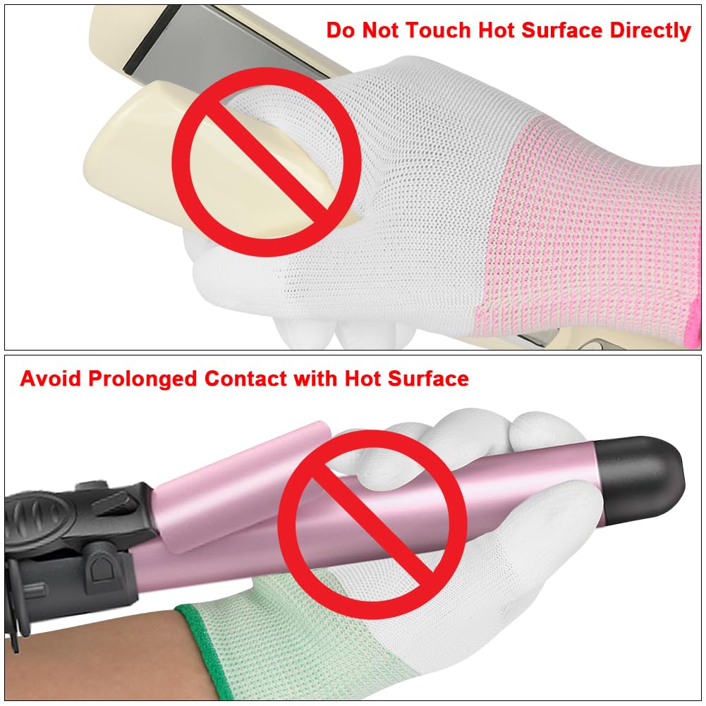 2 Paires Gants Résistants à la Chaleur, Gants de Protection Thermique pour la Coiffure, Gants Thermorésistants avec Doigts en PU, pour Fers à Friser, Lisseurs et Fers à Boucler
