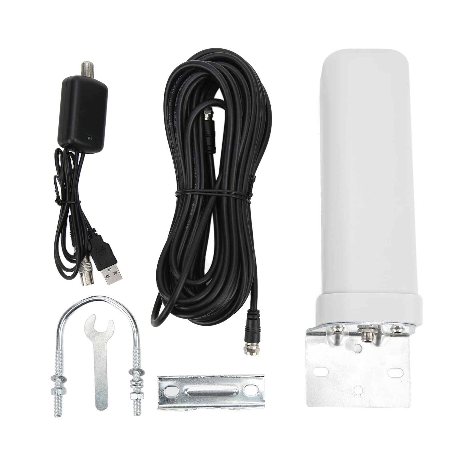 KJ‑028 Antenne TV Extérieure Antenne Omni Barrel Antenne à Gain élevé Extérieure IP67 Étanche 5V 25dBi Antenne TV à Signal HD 1080P à Gain élevé