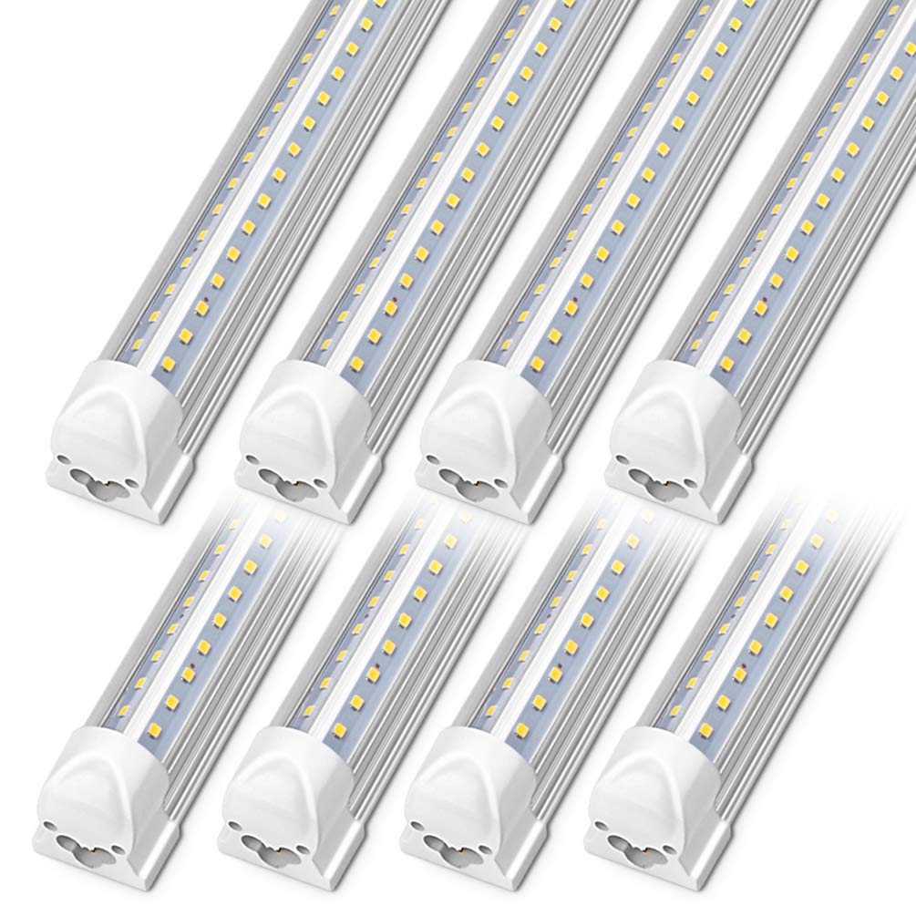 Kihung 4ft LED Shop Light, 40W 5200 Lumen, V Shape T8 Tube, Metal, 6000K, 8-Pack