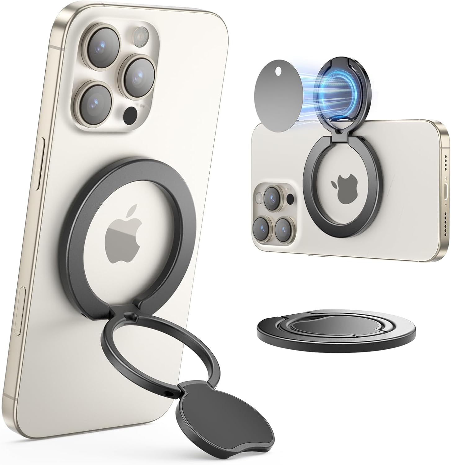 SUPERONE Dual-Side Magnetic Ring Holder for Magsafe, 2025 Upgraded Removable Gym Mag Safe Phone Grip with Kickstand for iPhone 16 15 14 13 12 Pro Max Series Magsafe Case, Fit Magnetic Car Mount Dual-Side Thin Holder