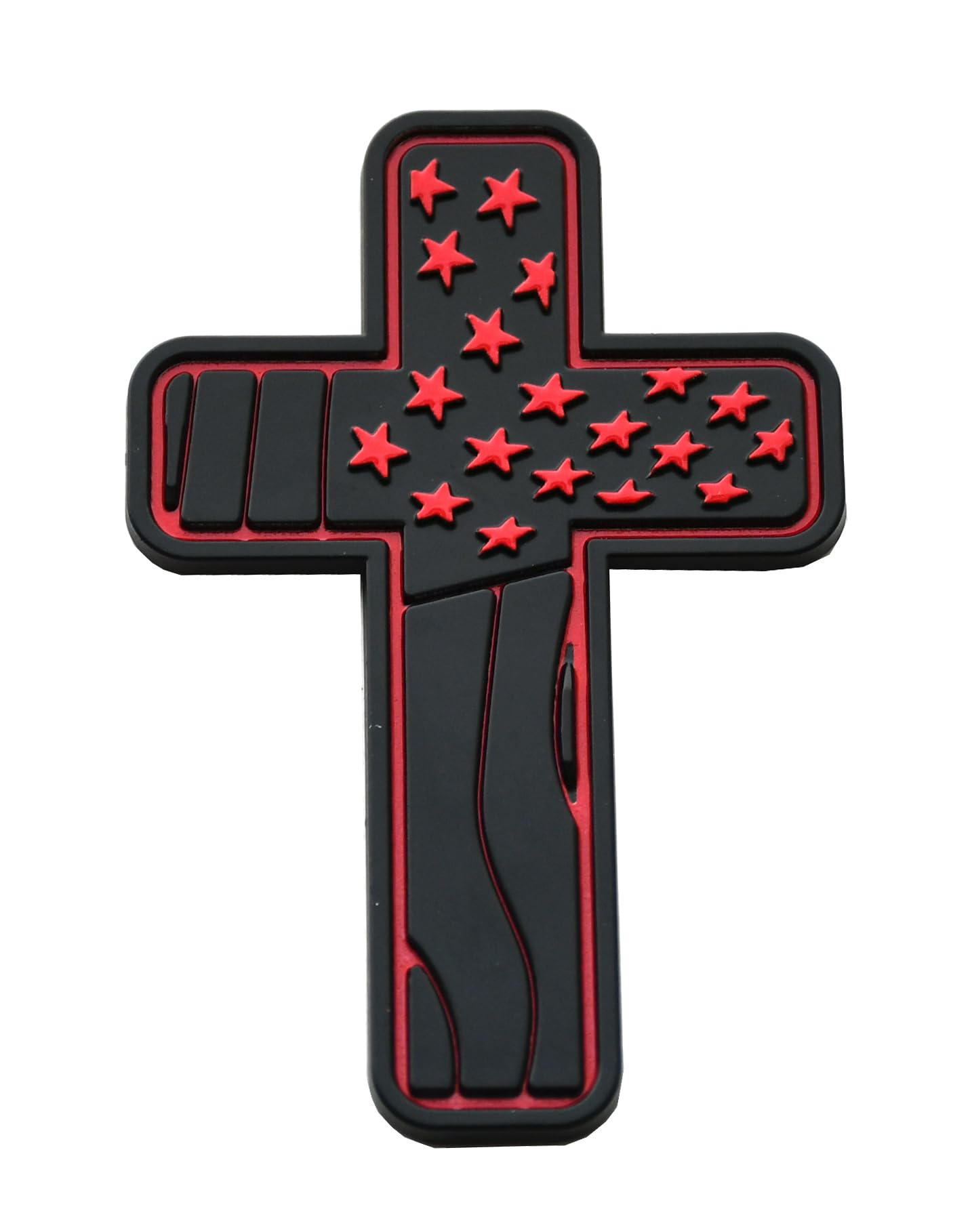 1 x emblemat samochodowy Jezus Christian Cross – patriotyczna flaga USA 3D z klejem, naklejka krzyżowa na samochód, ciężarówkę, okno, drzwi, skrzynkę narzędziową lub wystrój domu (czarno-czerwona)