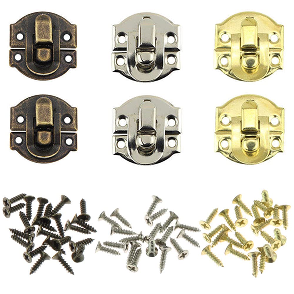 30 Pezzi Box Latch Hasp Vintage Hasp Chiusura Serratura Chiusura Scatola Fermaglio Chiavistelli in Ferro Metallo Retrò Chiusura Cassetti Hasp con 120 Viti per Armadietto Portagioie in Legno