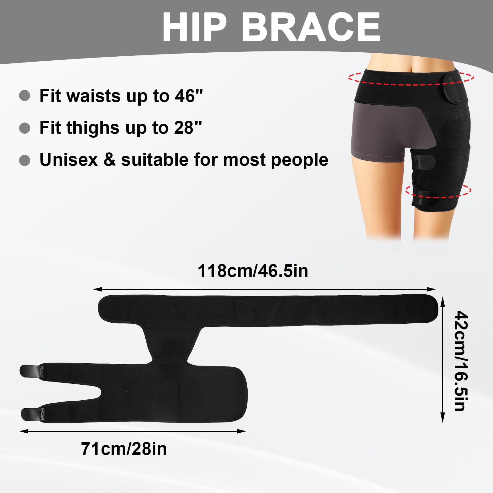 KUMSODE Groin Wrap, Supporto Regolabile Per Il Dolore All'Anca, Del Manico, Ischio-Gambali, Coscia E Nervo Sciatico