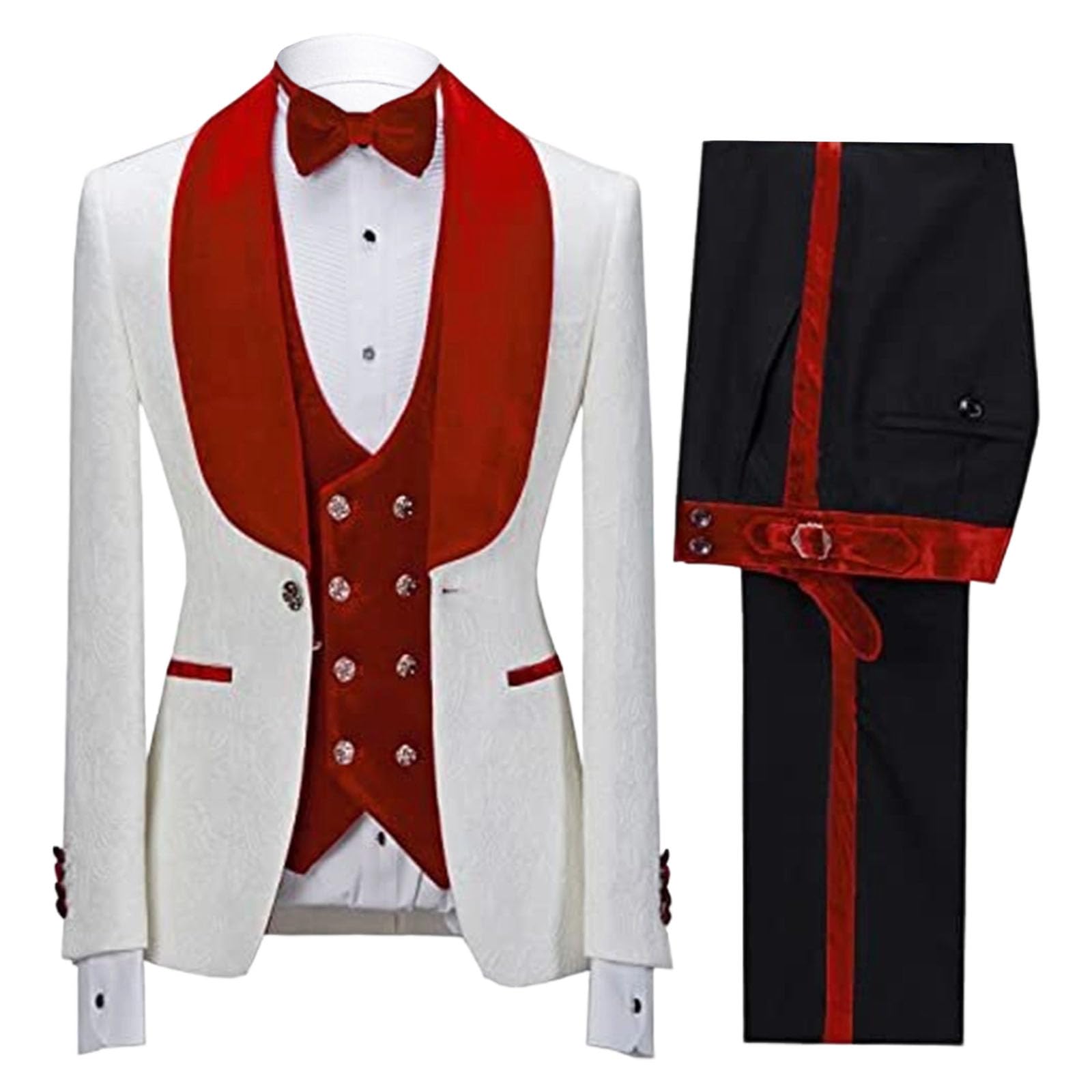 Abiti da Uomo in Jacquard Floreale, Smoking in Velluto, 3 Pezzi, vestibilità Slim, Stile Vintage, con Revers a Scialle, Abiti da Sposo, Ballo