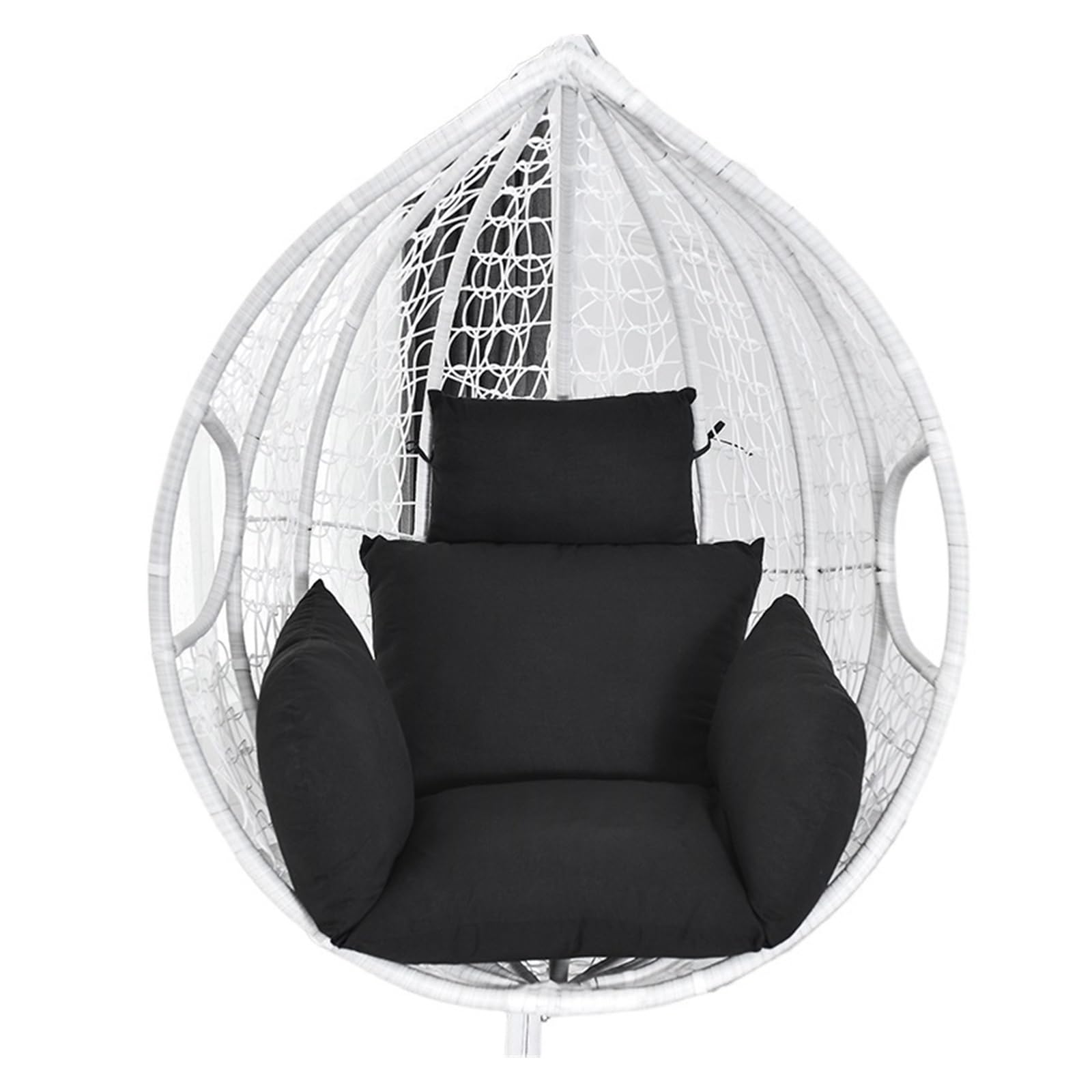 IRGVJIFR Egg Chair Cushion Hanging Basket Chair Cushion Swing Seat Removable Thicken Egg Hammock Cradle Outdoor Back For Home Garden For the garden(Black)