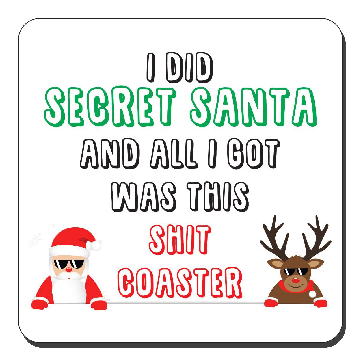 Bestafiesta Black Funny Secret Santa Present Gift Funny Joke Stocking Filler Drinks Coaster Tea Coffee I Did Secret Santa And All I Got Was This Sh*T Coaster