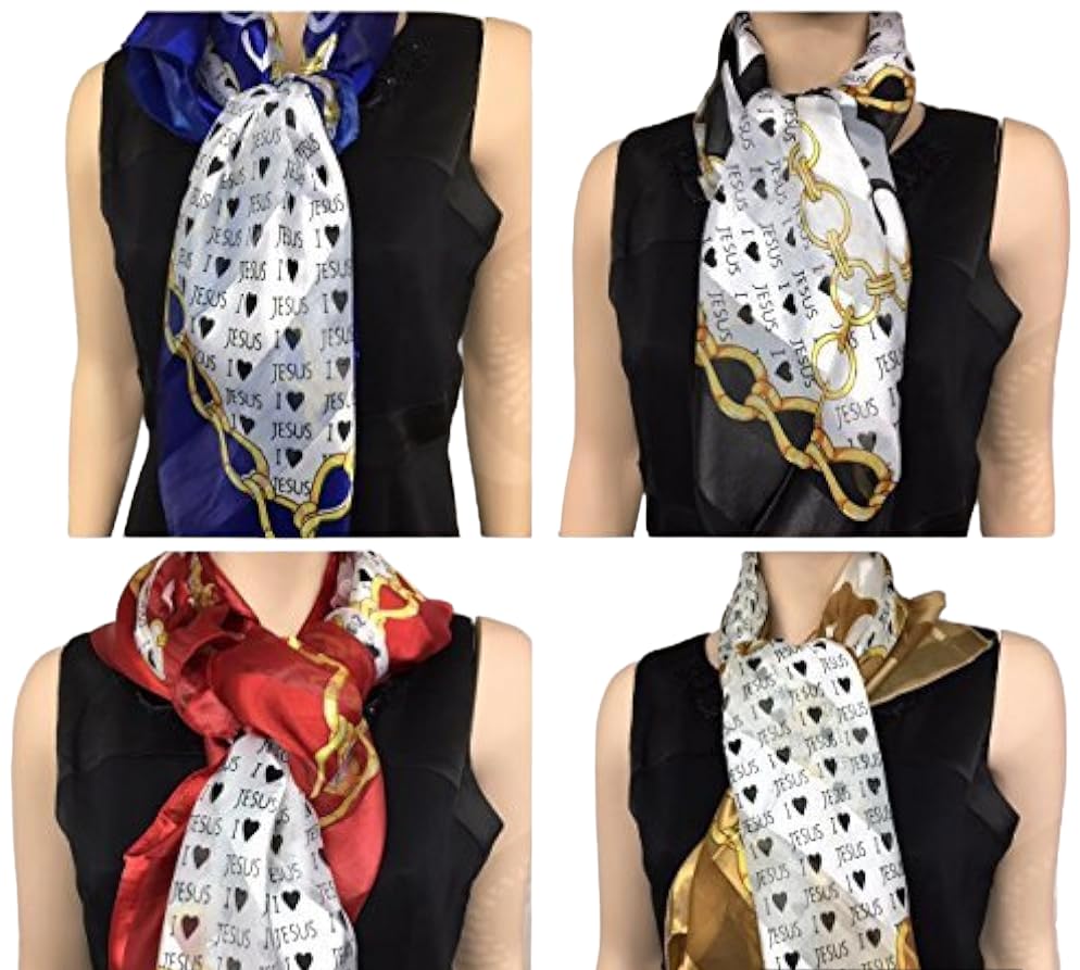 Set of 4 Pc Assorted I Love Jesus Scarf/head Wrap/religious Scarf/gift for Her/church Gift/Christmas gift idea 39"x39"4