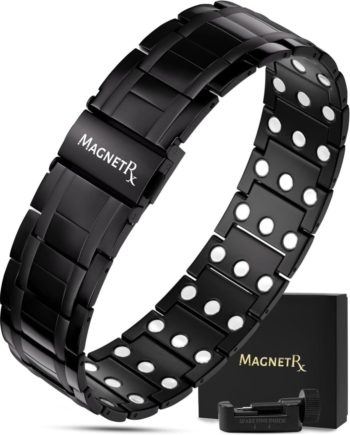 MagnetRX® Bracelet Magnétique Homme – Bracelet Homme en Acier Inoxydable Ultra-Résistant avec 57 Aimants Puissants (199000 Gauss) – Réglable avec Outil de Dimensionnement