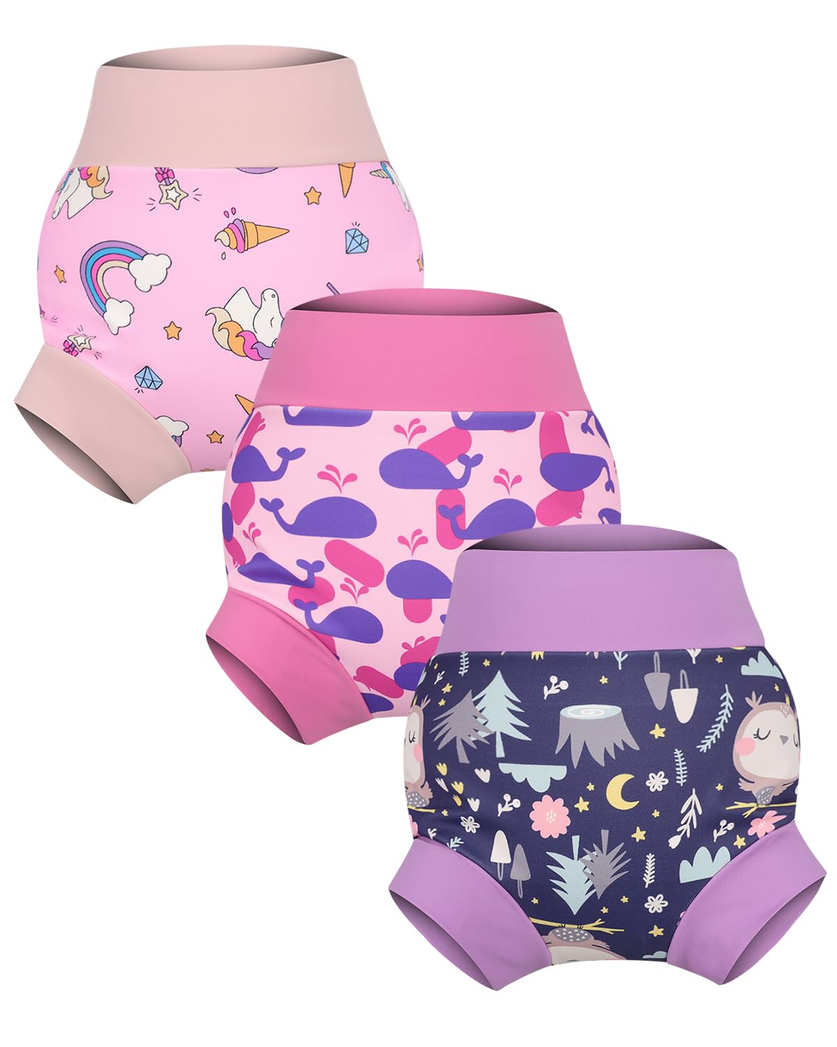 FLYISH DIRECT Schwimmwindel Baby, Wiederverwendbare für Babys und Kleinkinder, 3 Stück für Jungen und Mädchen, L/4T