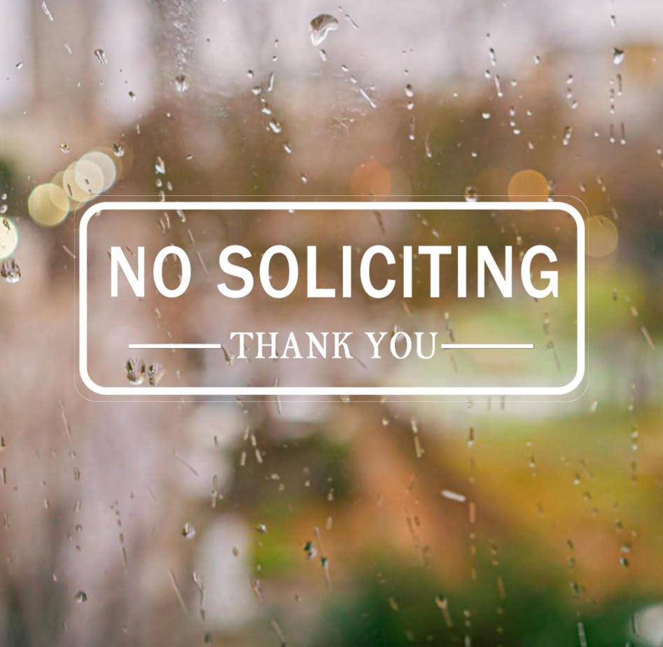 Yitla 4 Pack Self-Adhesive No Soliciting Sign for House, Front Door, Business Window and Glass Door