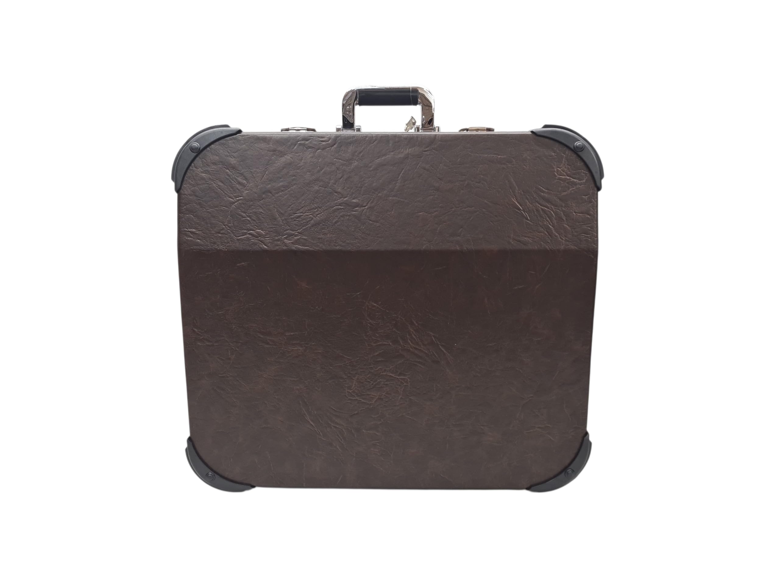 Generisch WoidBua Premium Akkordeonkoffer Trolley Braun 96 Bass Akkordeon Koffer 52x50x25 cm abschließbar Plüschpolster Rollen Griff Stabiler Holzkern Kunstleder Schutzkoffer inkl. Schlüssel